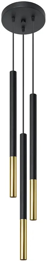 Czarno-złota potrójna lampa wisząca regulowana - EX721 T6-Z85
