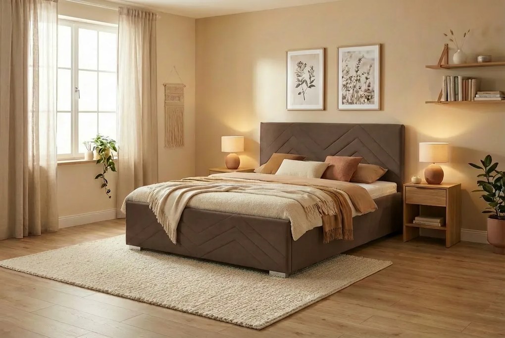 Łóżko CINDY 140x200 cm Brąz Bez materaca