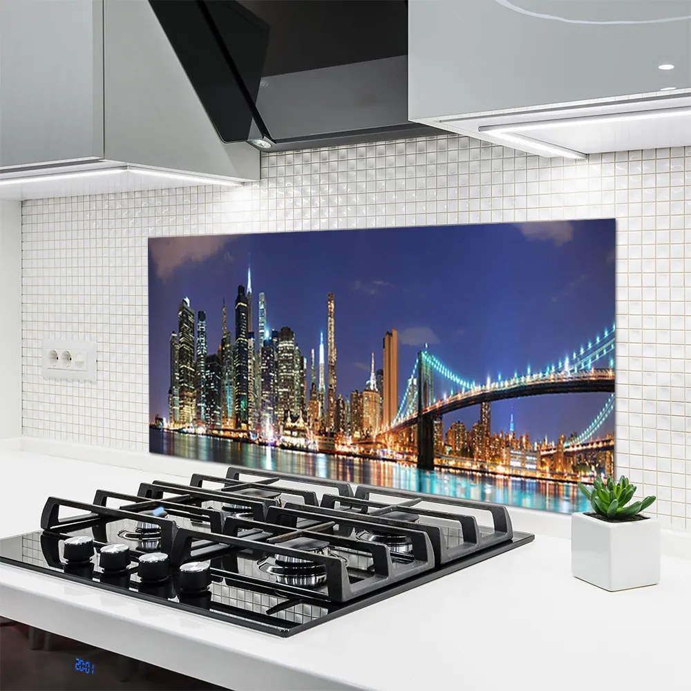 Panel Kuchenny Wieczorne Światła Nad Mostem