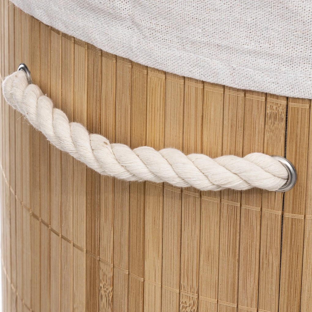 Kosz na pranie BAMBOO, okrągły z pokrywką, 48 l