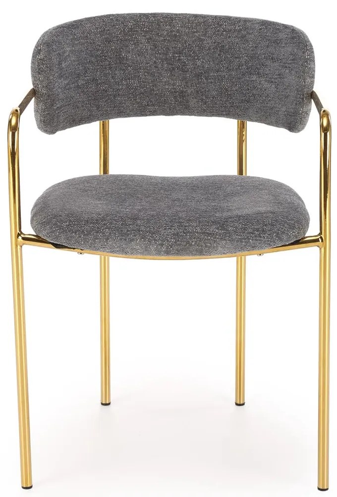 Krzesło Jadalniane Popielaty, K537 Tkanina RAVEN, Złoty Chrom, Glamour