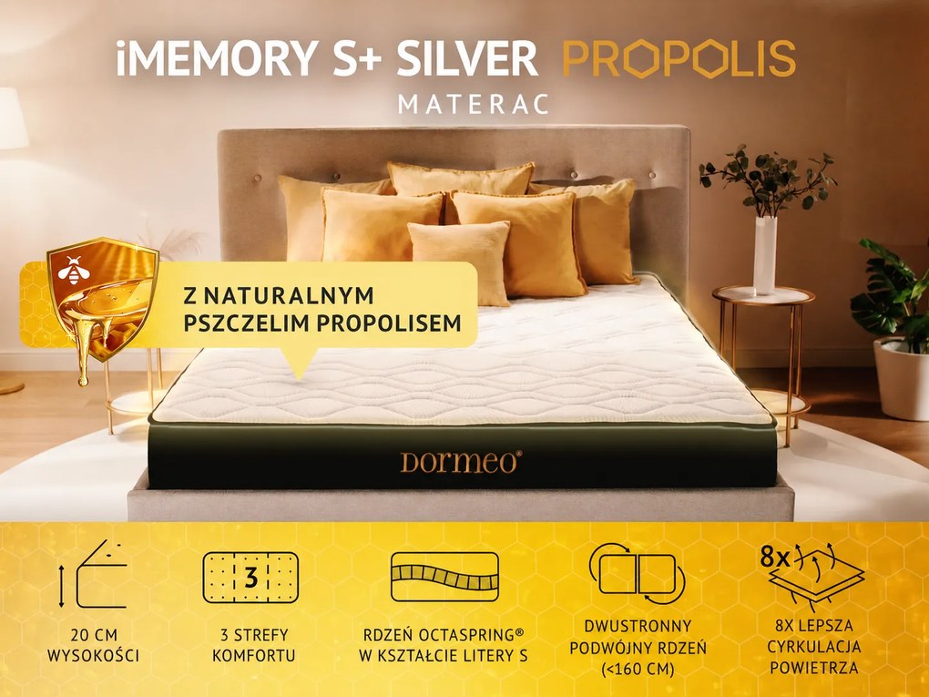 Materac piankowy chłodzący iMemory S+ Silver Propolis 20cm 90x200 cm