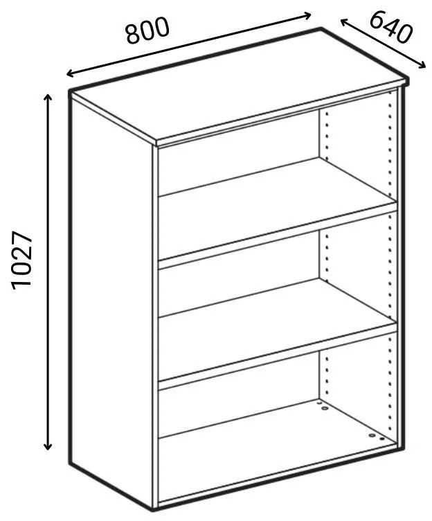 Szafa biurowa z drzwiami PRIMO WHITE, 2 półki, 800 x 640 x 1027 mm, biały