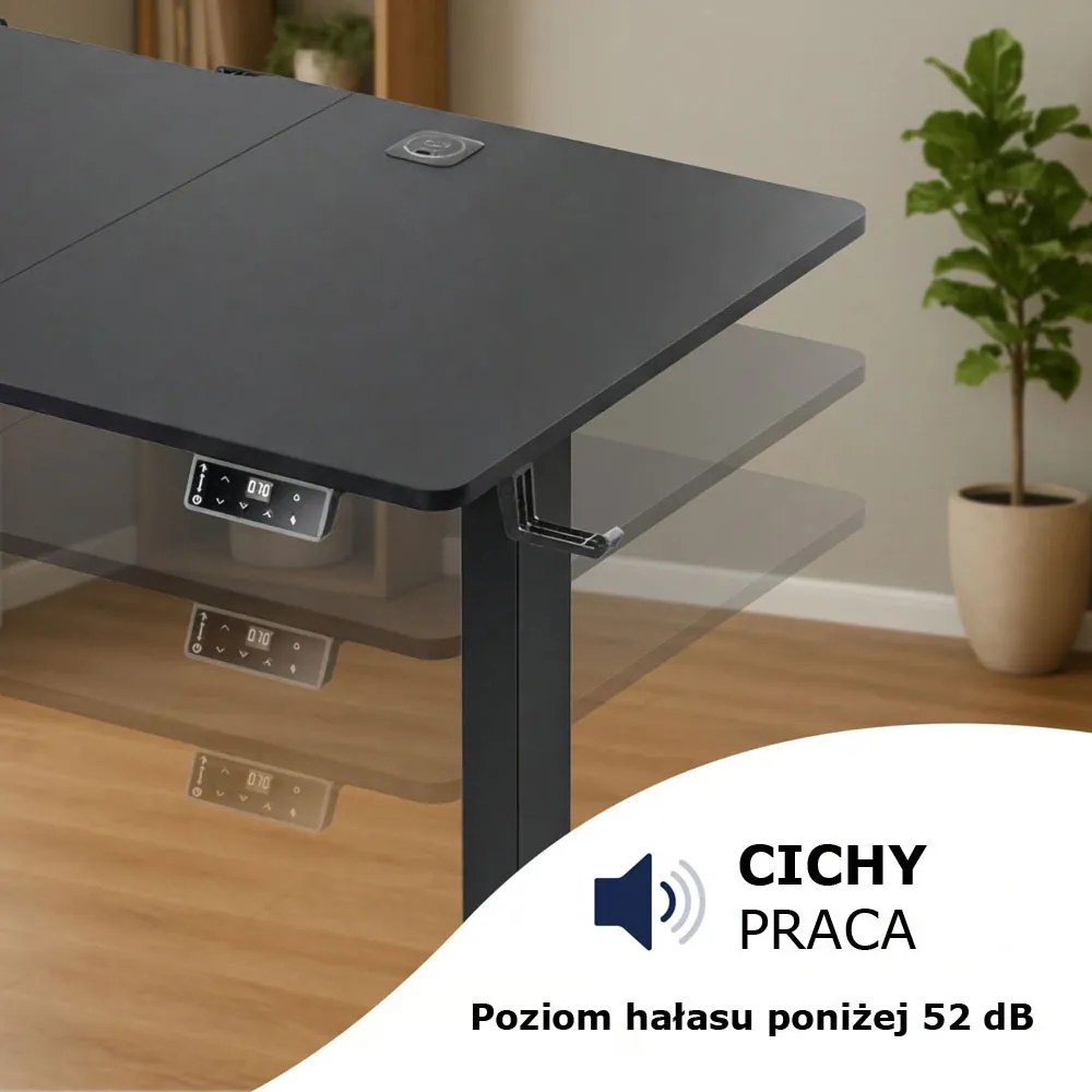 Regulowane biurko biurowe FLEXI, 160x70x72-117cm, czarne Casaria