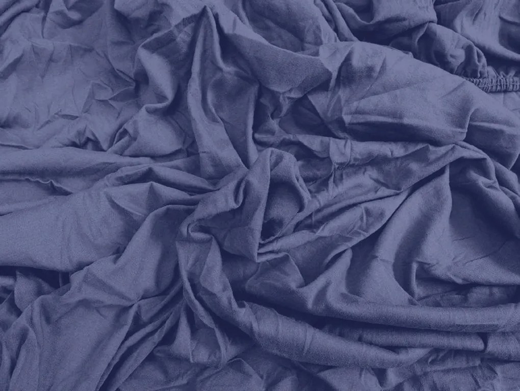 PrzytulneMieszkanie.pl Prześcieradło jersey HIGHFIT ciemnoniebieskie 90 x 200 cm