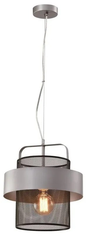 Metalowa lampa wisząca w czarno-srebrnym kolorze ø 30 cm Fiba – Candellux Lighting