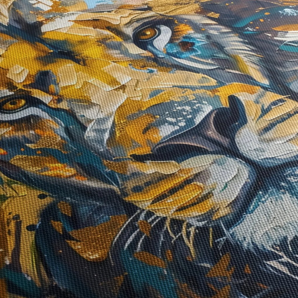 Obraz - Abstrakcyjny obraz olejny z lwem (70x50 cm)
