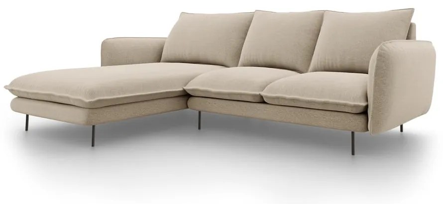 Beżowa sofa narożna Cosmopolitan Design Vienna, lewostronna