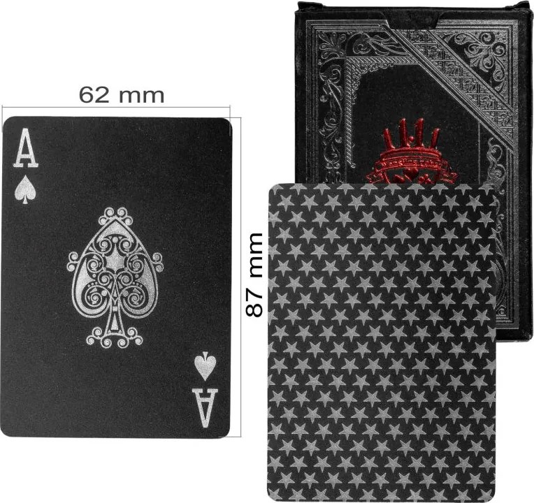Karty pokerowe plastikowe - czarne / srebrne