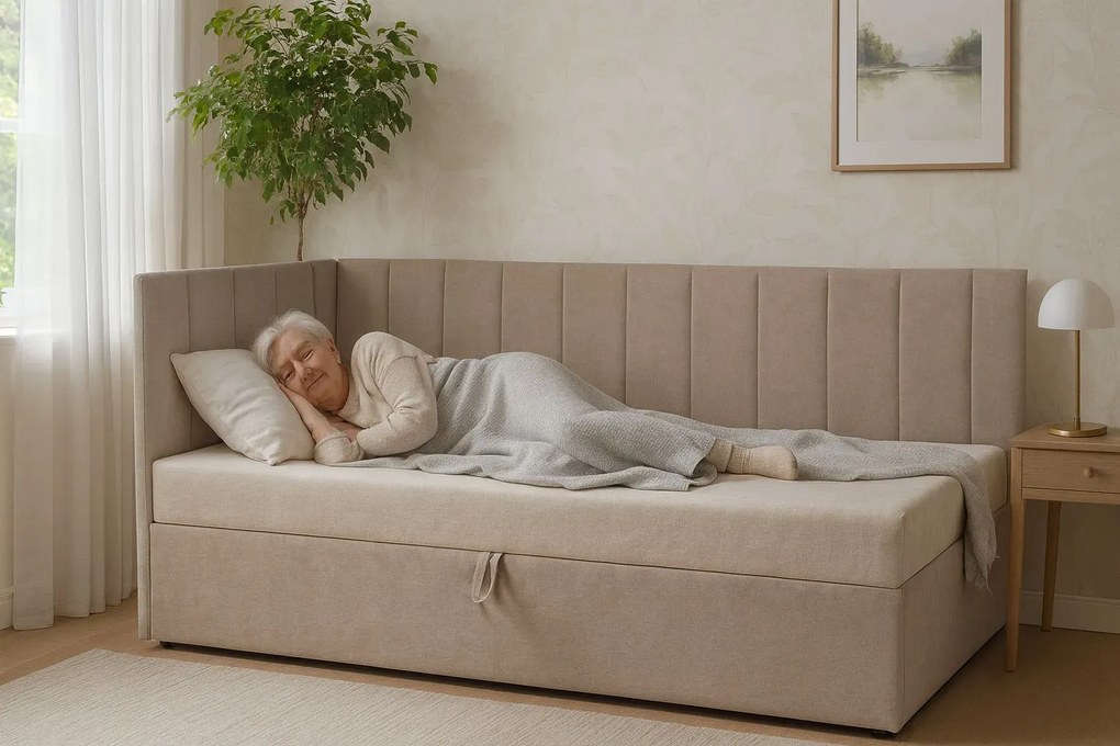 Tapicerowane narożne łóżko dla seniora F8-L26