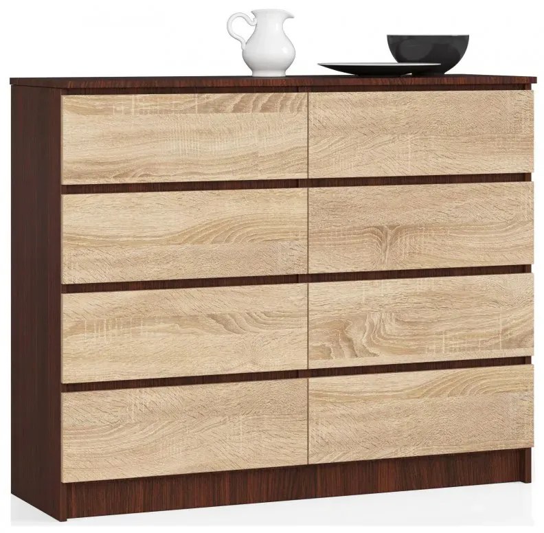 Klasyczna komoda z szufladami wenge + dąb sonoma - Sarleto 3X