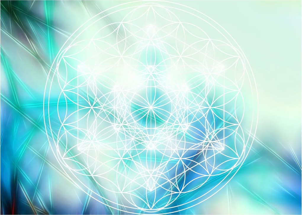 Obraz na szkle - Merkaba w turkusowym tle (70x50 cm)