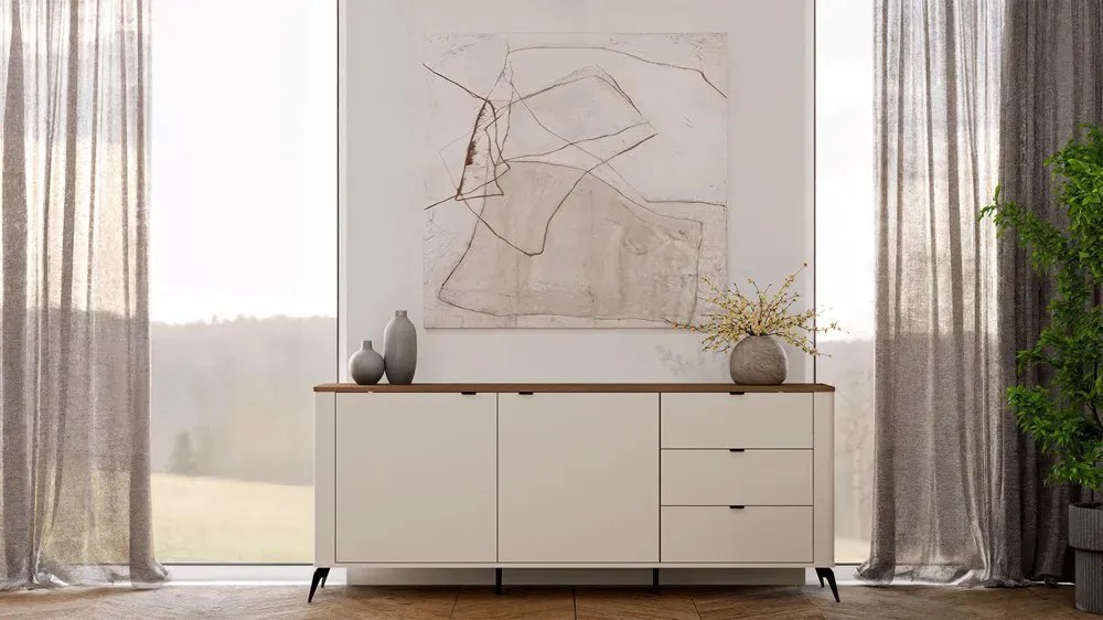 Komoda kaszmirowa na nóżkach z blatem dąb castello C2-R99