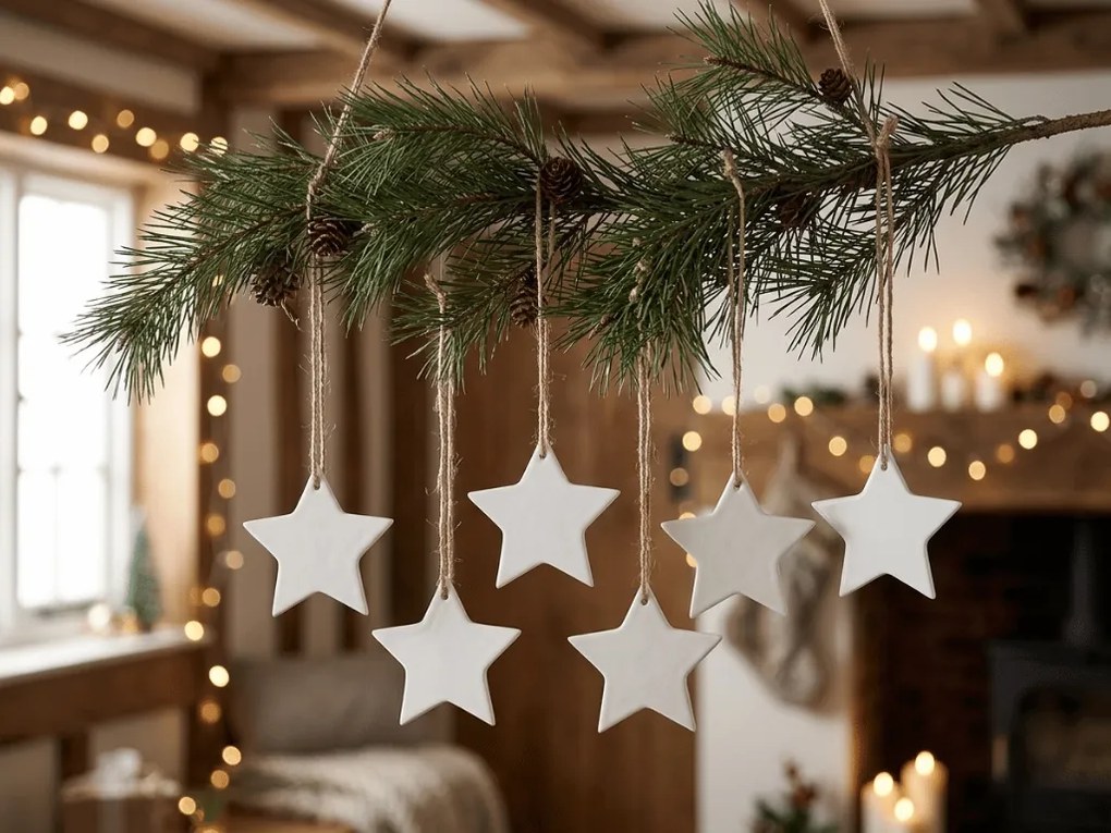 Ceramiczna ozdoba świąteczna CLAY STAR 8 cm, biała