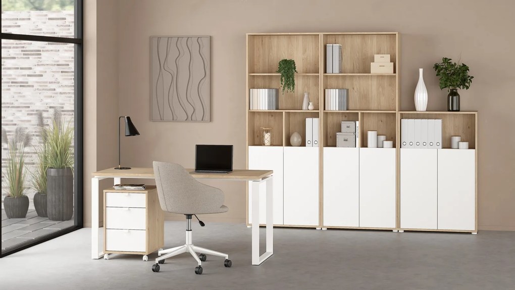 Dwudrzwiowa komoda biurowa Sign jackson hickory/biały mat