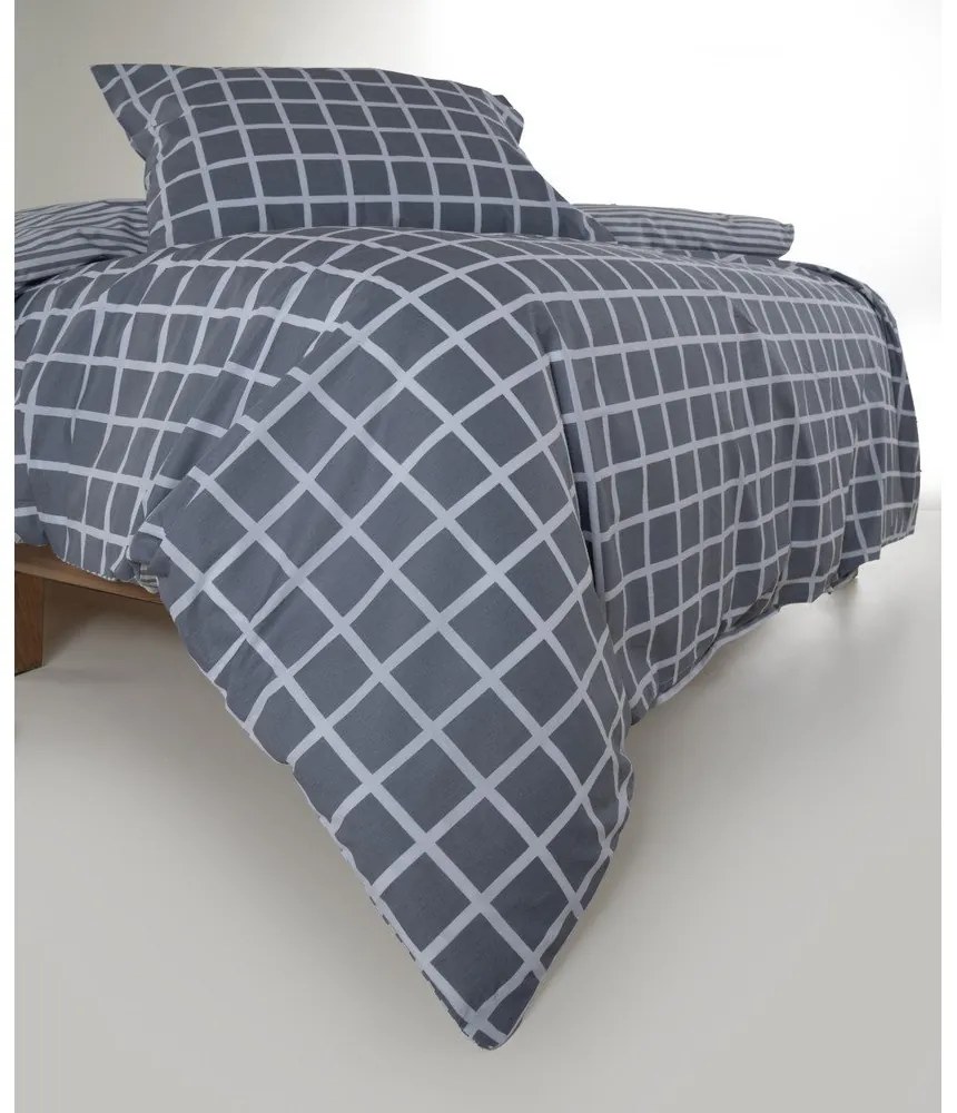 Szara pościel jednoosobowa z bawełny renforcé 140x200 cm Linear Calm Geometric – Mila Home Luxury