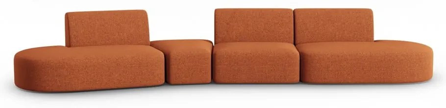 Sofa z tkaniny szenilowej lewostronna w kolorze terakoty 428 cm Paolo – Milo Casa