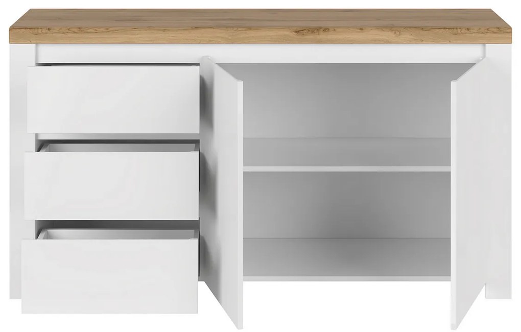 Komoda VILGO 2D3S, błyszczący biały