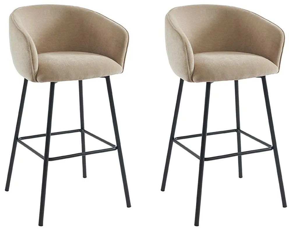 Zestaw 2 stołków barowych z tkaniny i czarnego metalu - Beżowy - LAZONI marki Pascal Morabito