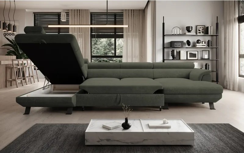 Narożnik RAVEN XL wolnostojący z funkcją spania tkanina Artico 37434 Szary WERSAL