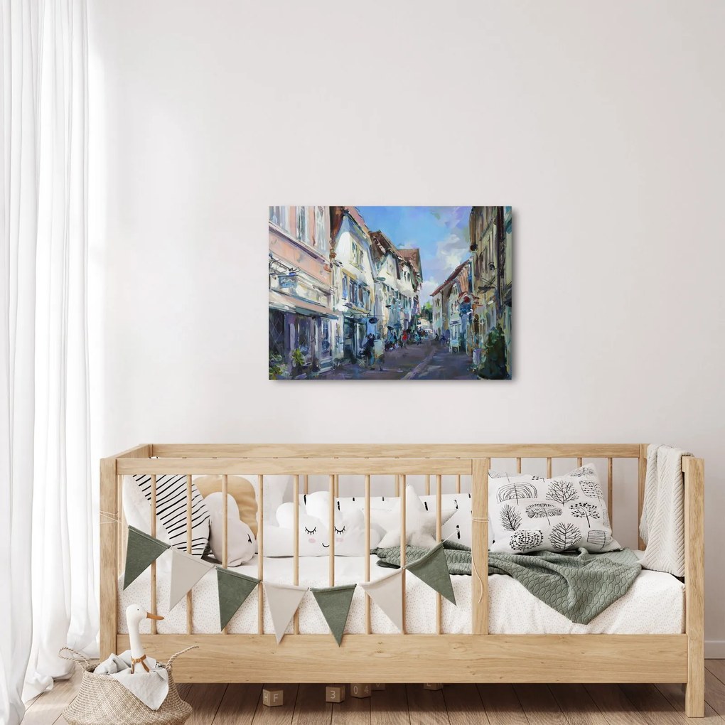 Obraz - Aleja starego miasta, malarstwo akrylowe (70x50 cm)