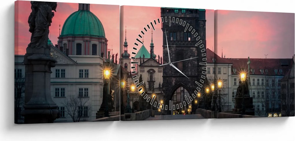 Obraz  - Na Moście Karola (z zegarem) (90x30 cm)