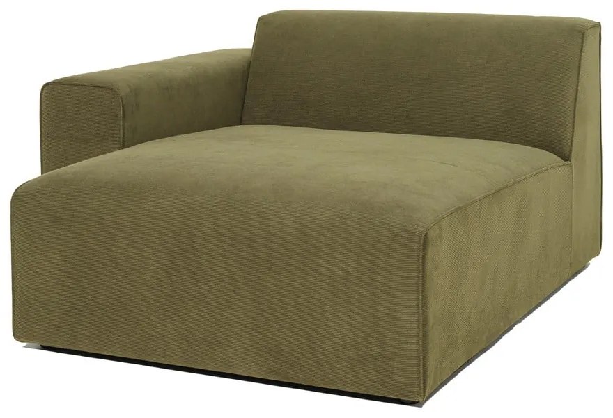 Zielony moduł szezlonga do sztruksowej sofy Scandic Sting, lewostronny