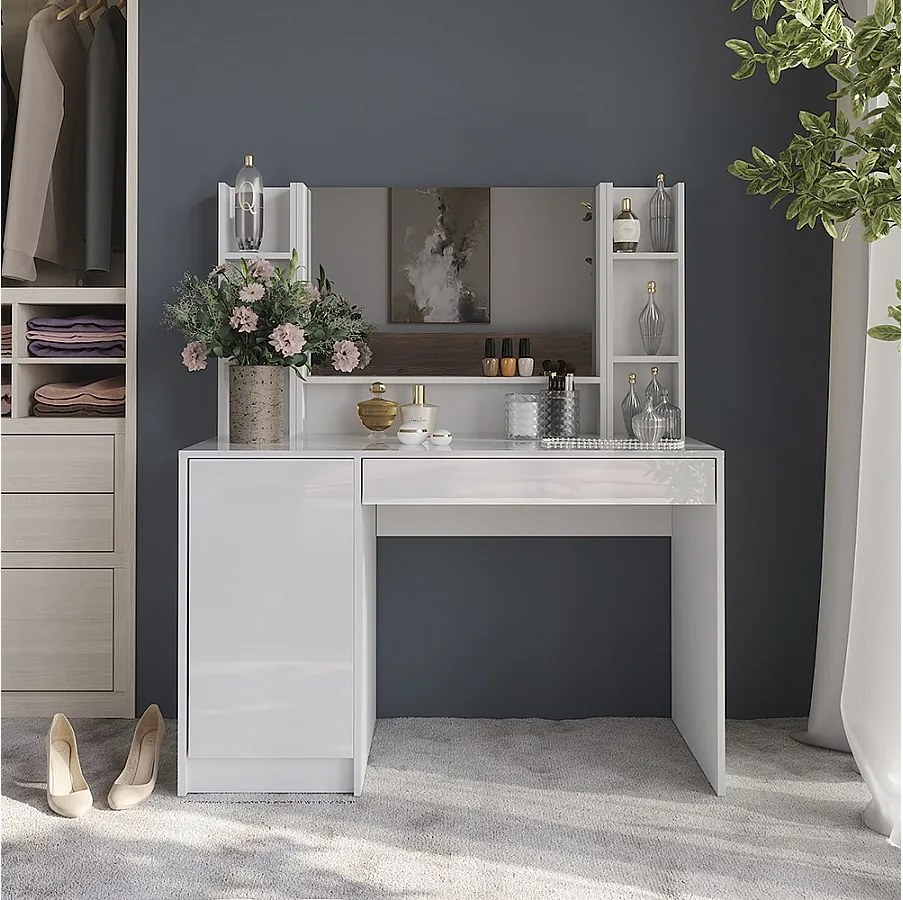 Stolik do przebierania biały/biały wysoki połysk 119.8x50.1x76 sherry