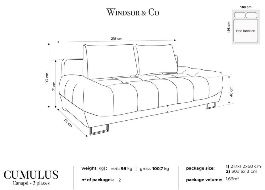 Beżowa 3-osobowa sofa rozkładana Windsor &amp; Co Sofas Cumulus