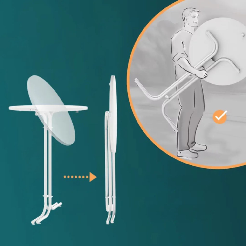 Stół barowy składany RAUL 110x80cm, biały Casaria