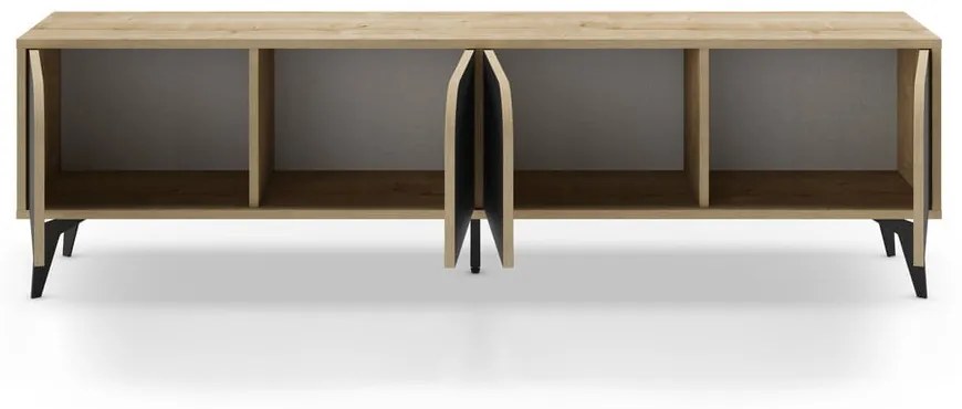 Czarna szafka pod TV w dekorze dębu 180x51 cm Nola – Marckeric