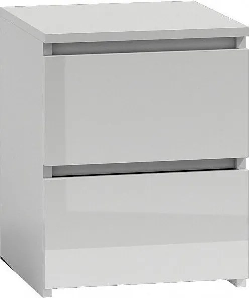 Szafka Nocna Malwa M2 | Biały Połysk | 30x30x40 cm | 2 Szuflady