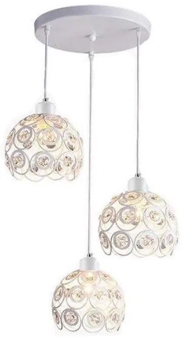 Lampa sufitowa AT10-3SZ-Biała z kryształkami