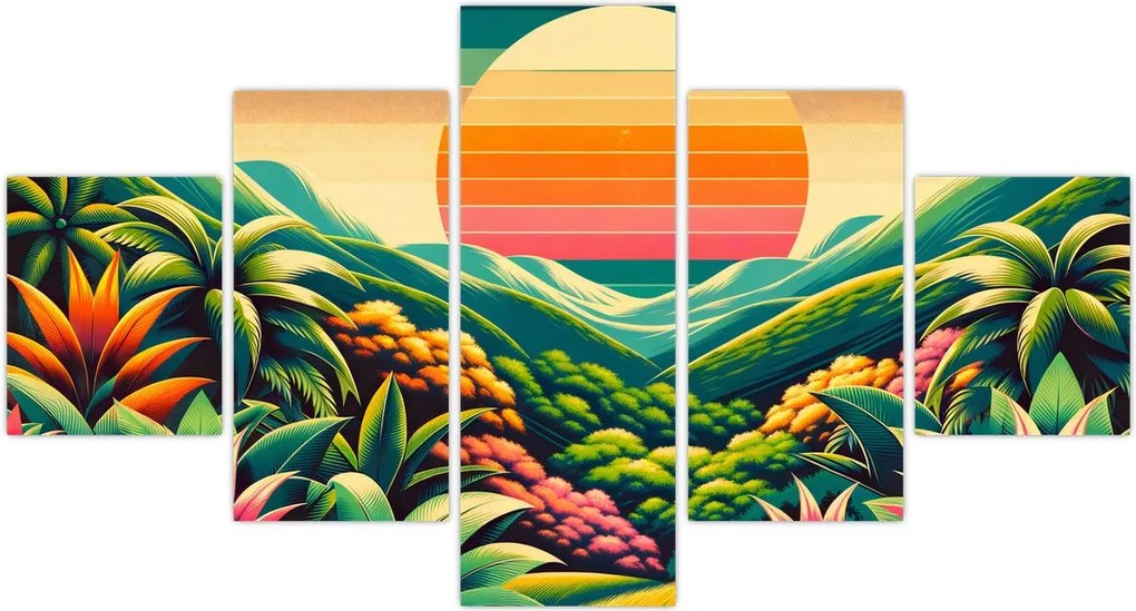 Obraz - Kolorowy zachód słońca (125x70 cm)