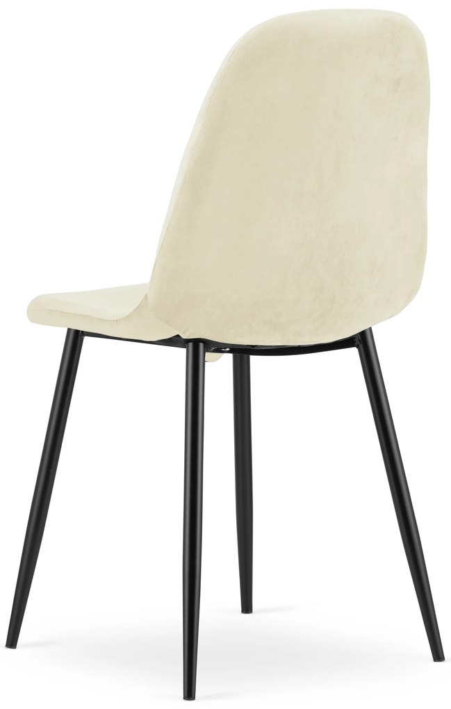Beżowe aksamitne krzesło COMO z czarnymi nogami
