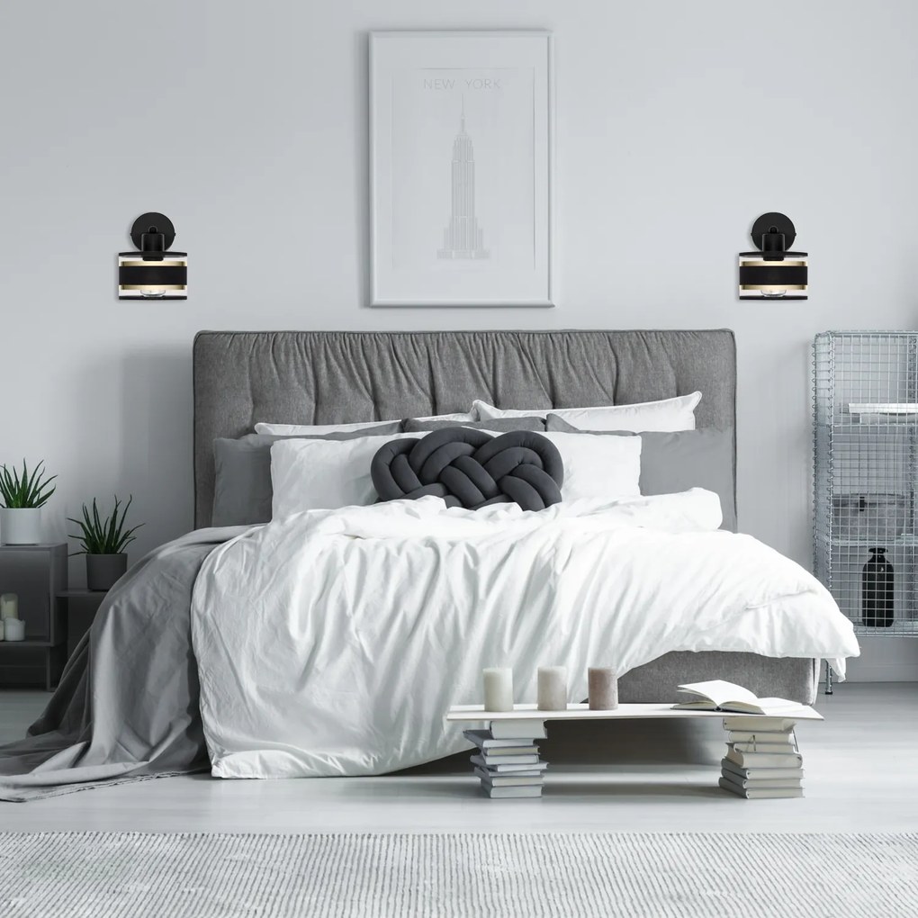 Czarny kinkiet LED  z czarnym abażurem WD-TI-1010SC-SC jednopunktowy i