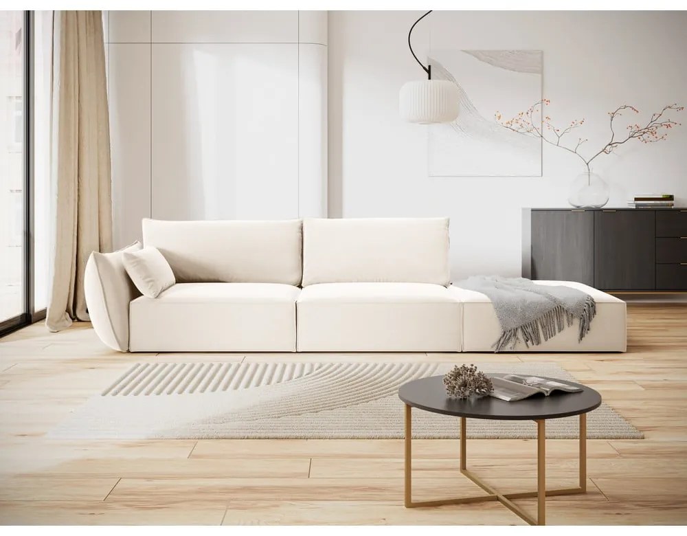 Beżowa aksamitna sofa lewostronna 264 cm Vanda – Mazzini Sofas
