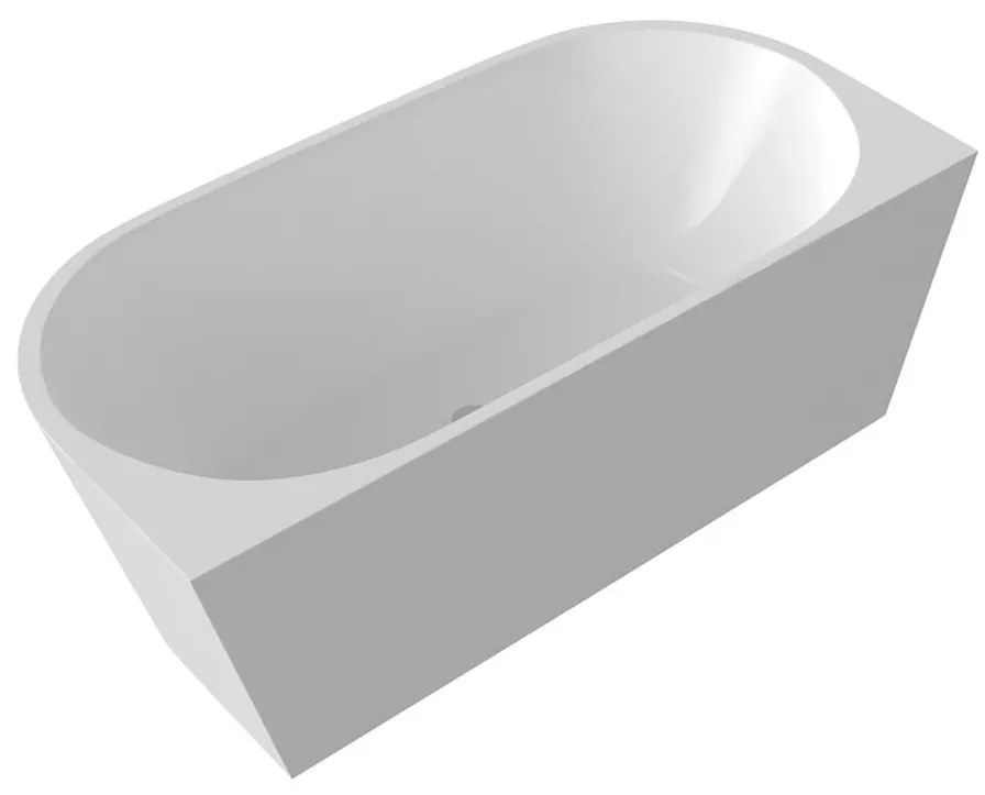 Wanna wolnostojąca przyścienna biała akrylowa WALL 140 x 70 cm z przelewem chromowanym