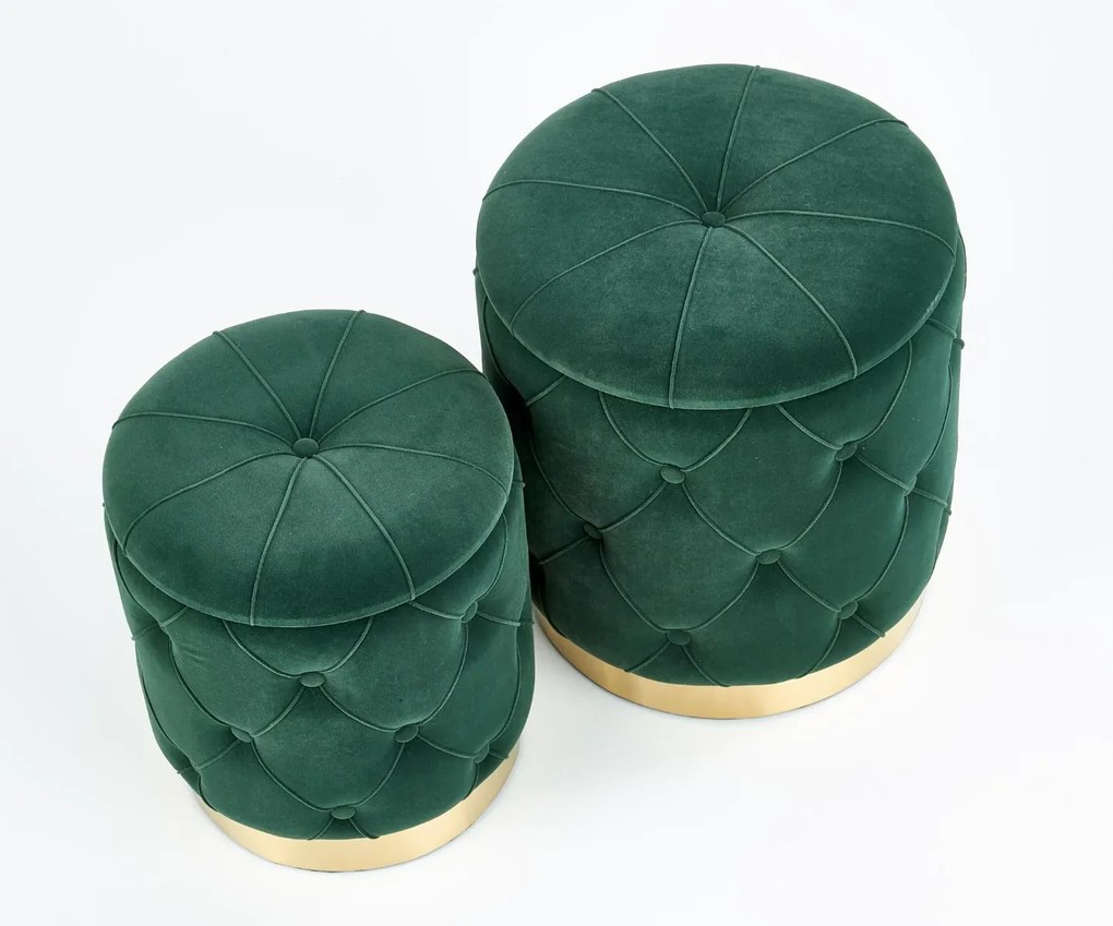 Zestaw puf POLLY VELVET ciemno zielony  HALMAR