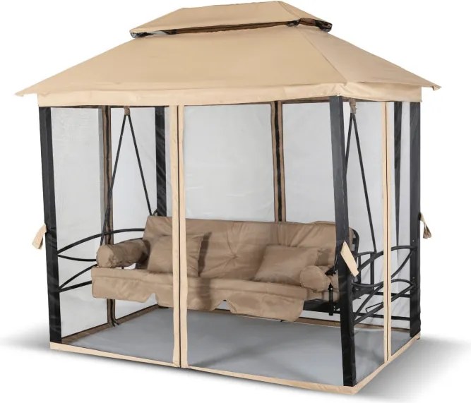 Huśtawka Ogrodowa CARMEN Beżowa/Czarna Nowoczesna