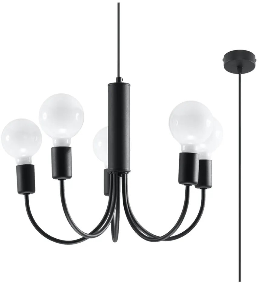 Czarna lampa wisząca ø 45 cm Karim – Sollux