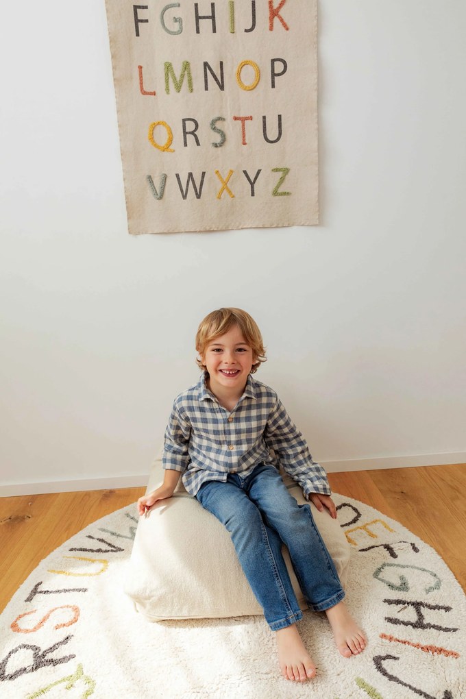 Dywan dziecięcy ABECADŁO COLOR Ø120 cm beżowy z literkami do nauki LORENA CANALS