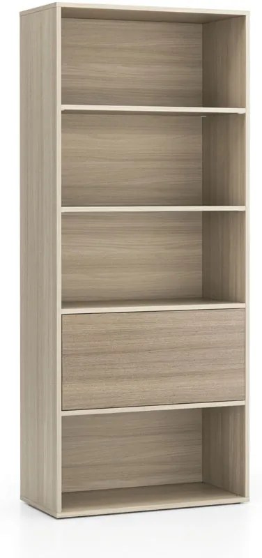 Regał biurowy wysoki LAYERS, 1 schowek, 800 x 400 x 1905, dąb naturalny / dąb bejcowany