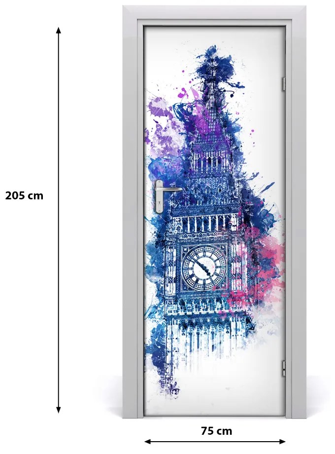 Naklejka samoprzylepna na drzwi Kolorowy Big Ben