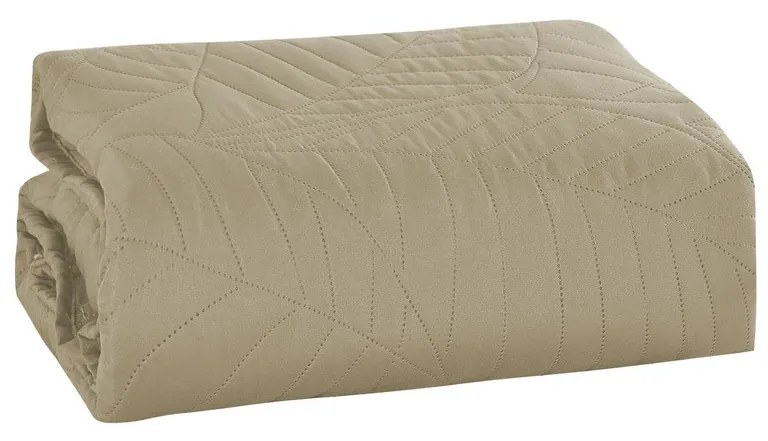 Beżowa narzuta na łóżko ze wzorem LEAVES Rozmiar: 220 x 240 cm