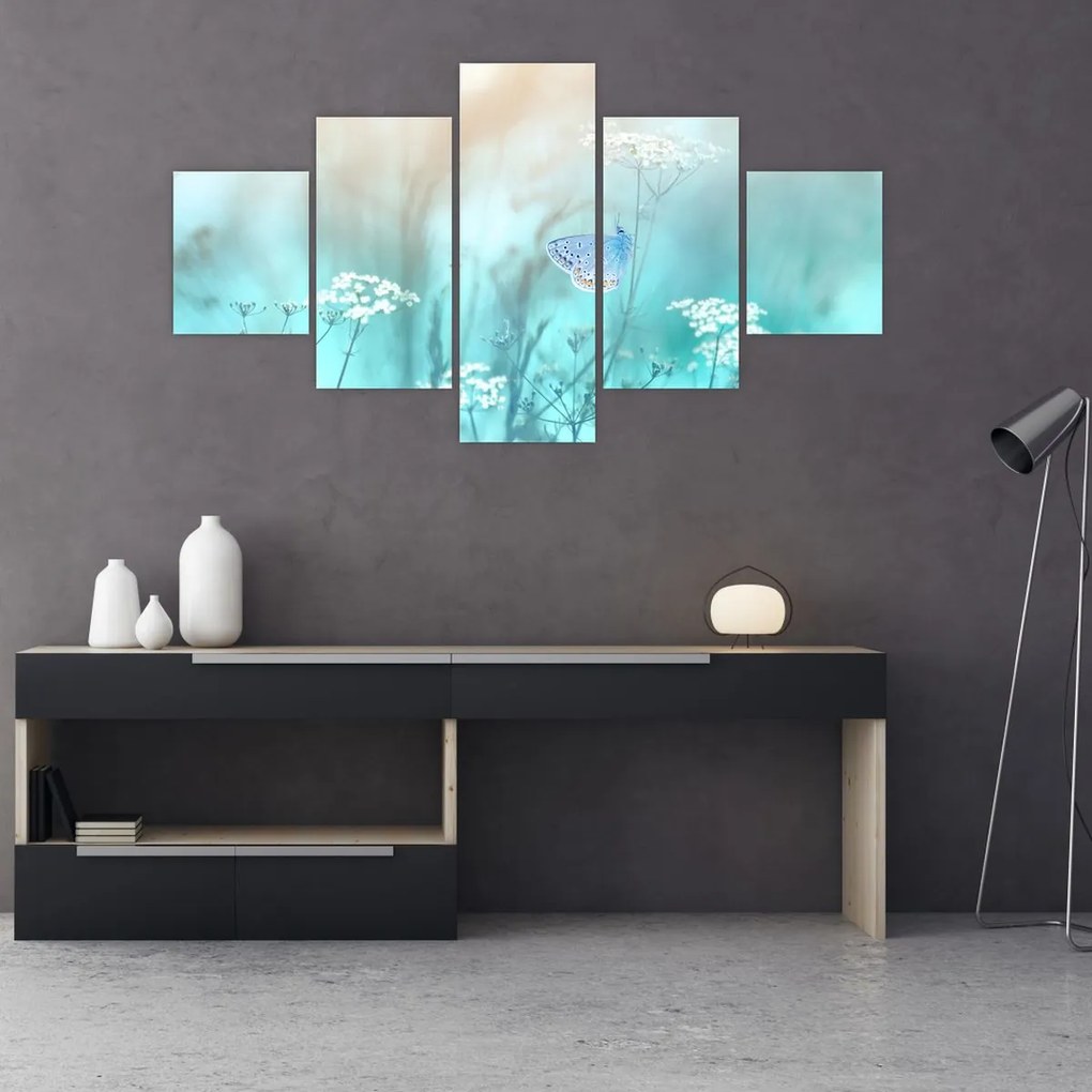 Obraz - Motyl w niebieskim (125x70 cm)