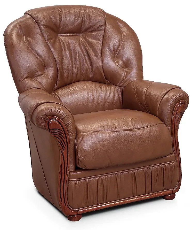 Fotel 100% skóry bawolej DAPHNE - Kolor: brązowy