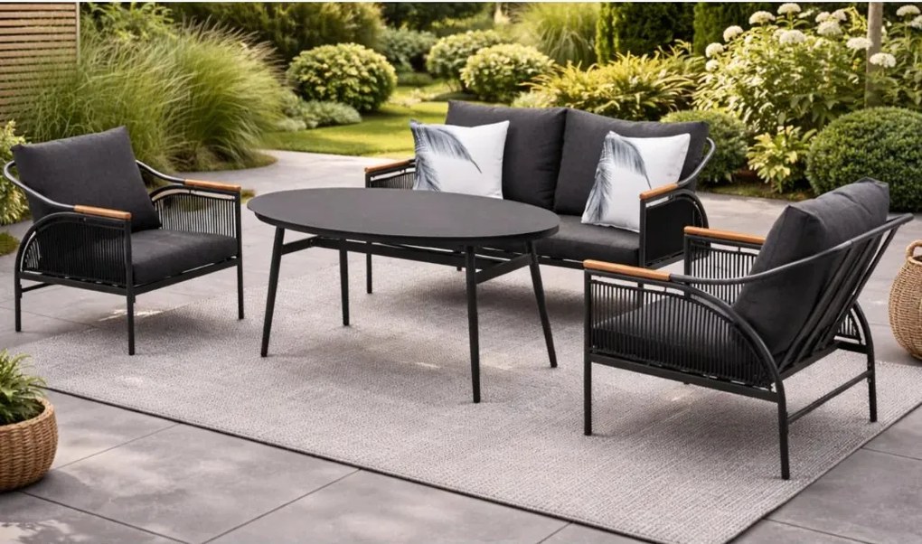 Doppler LUCCA antracytowy ogrodowy zestaw wypoczynkowy 2+1