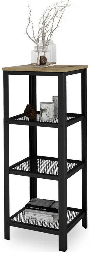 Industrialny regał siatkowy czarny + dąb artisan G2-T00