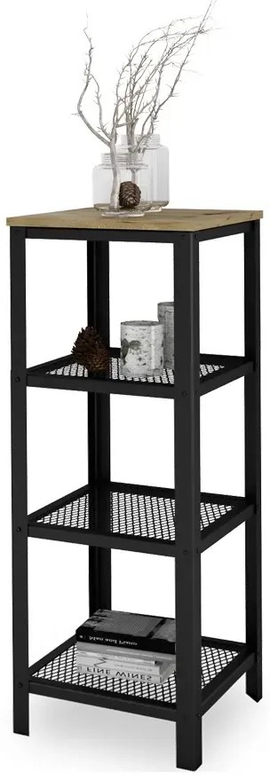 Industrialny regał siatkowy czarny + dąb artisan - Nessebax 3X